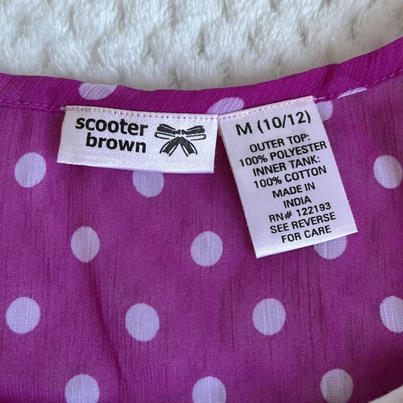 Scooter Brown Sheer Purple Tank Top with White Polka Dots ~ Girls M (10/12) - Picture 4 of 9